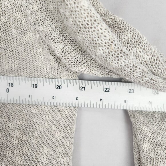 Eileen Fisher Open Front Cardigan Sweater Sz L Linen Blend Beige Knit Drape Hem - Picture 7 of 7